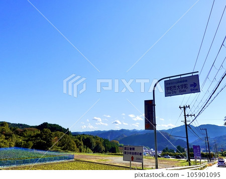 奈良縣宇陀市灰原路標“宇陀市鸕鶿之秋之路大田” 105901095