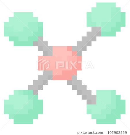 Isolated cute pastel molecular structure in pixel art 105902239