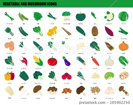Vegetables and mushrooms icon set 105902250