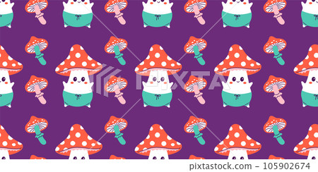 Halloween seamless pattern. Seamless pattern with cute halloween elements. Vector flat design illustration. 105902674