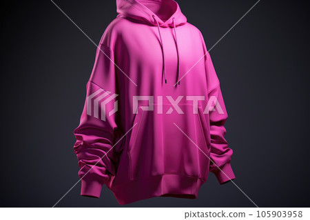 Pink sweatshirt with hood and pocket Pink sweatshirt with hood and pocket 105903958