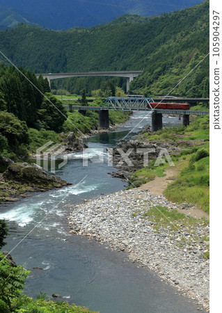Nagara River and sightseeing train "Nagara" Nagara River and sightseeing train "Nagara" 105904297
