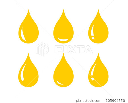 set of glossy yellow oil drop 105904550