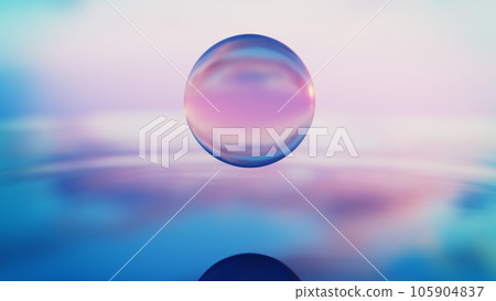 Glass sphere and water ripples 3d render Glass sphere and water ripples 3d render 105904837
