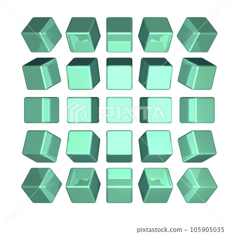 實心（3D）“立方體多角度”綠色，綠色 105905035