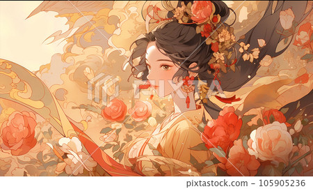 手绘卡通唯美的动漫中国古装少女插画 手绘卡通唯美的动漫中国古装少女插画 105905236