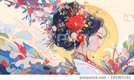 手绘卡通唯美的动漫中国古装少女插画 手绘卡通唯美的动漫中国古装少女插画 105905242