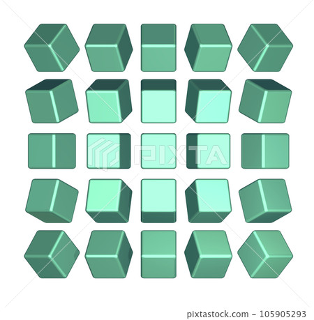 Solid (3D) "Cubes multi-angle/multi-angle cube (non-reflective)" green, green 105905293