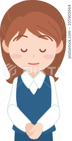 年輕女上班族_鞠躬_上半身 年輕女上班族_鞠躬_上半身 105905664