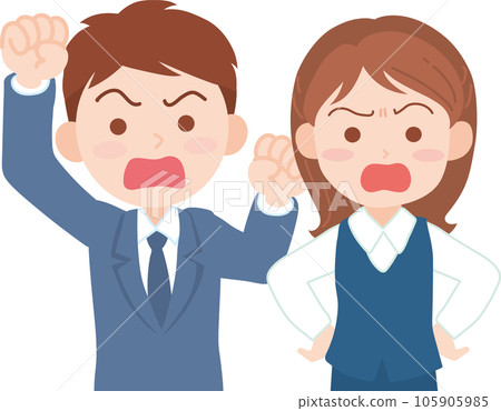 年輕上班族男女_生氣_上半身 年輕上班族男女_生氣_上半身 105905985