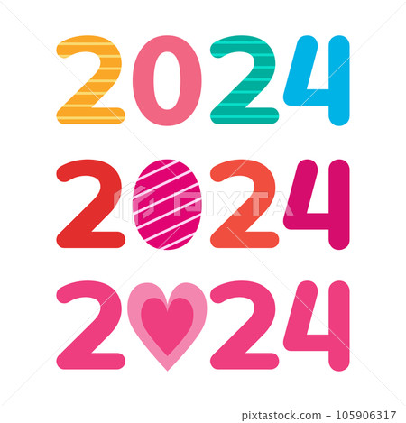 2024 Happy new year, Chinese new year, Valentine day for calendar, planner, element and template 2024 Happy new year, Chinese new year, Valentine day for calendar, planner, element and template 105906317