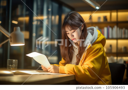 學校的女生在家學習 105906493
