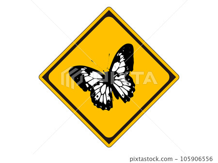 道路標誌動物警告蝴蝶剪影警告標誌 105906556