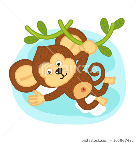 cute cartoon monkey character on white background illustration cute cartoon monkey character on white background illustration 105907483