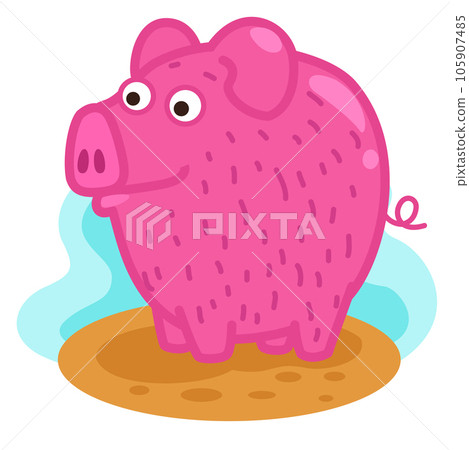 cute cartoon pig character on white background illustration cute cartoon pig character on white background illustration 105907485