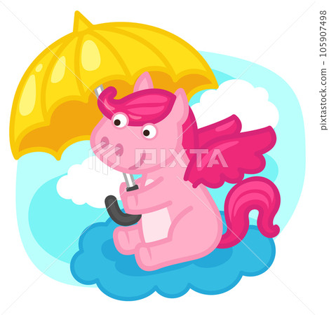 cute cartoon unicorn character on white background illustration 105907498