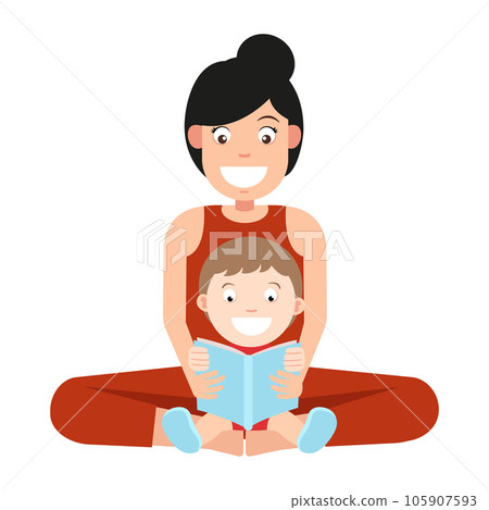 illustration of a kid boy reading a book vector 105907593