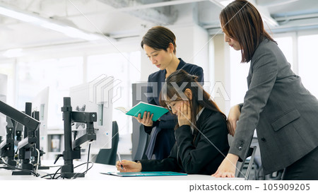 指導年輕員工的中層女商人 105909205