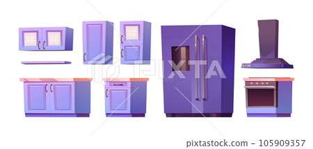 Kitchen furniture and equipment cartoon vector. Kitchen furniture and equipment cartoon vector. 105909357