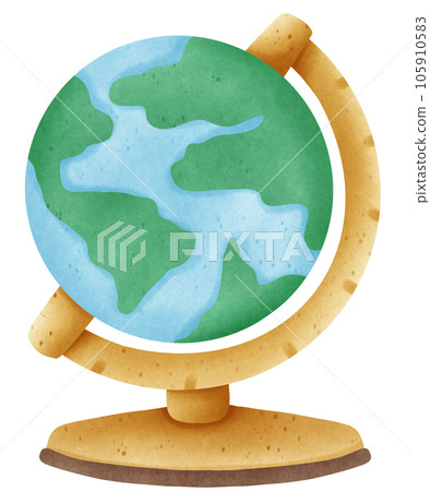 Isolated vintage globe map stand in transparent background 105910583