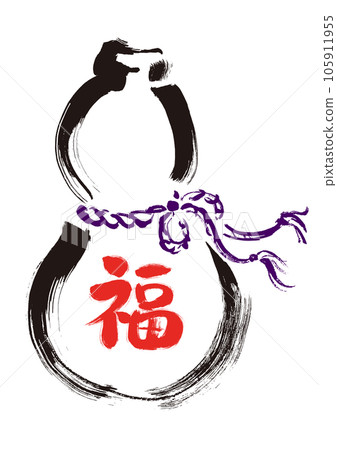 葫蘆手繪一筆日式插畫素材 105911955