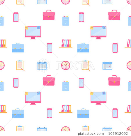 Seamless pattern with office accessories on white background Seamless pattern with office accessories on white background 105912092
