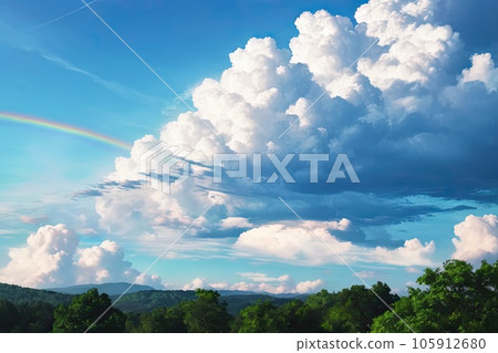 《AI圖像》夏日天空中飄浮的雲彩 105912680