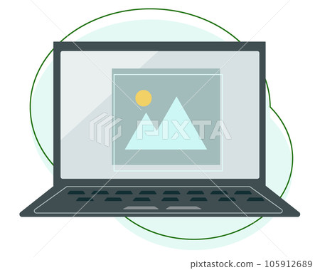 照片編輯軟件和計算機。矢量圖 105912689