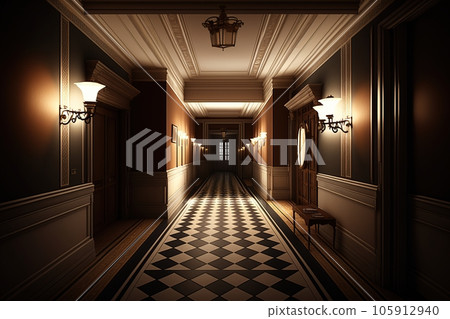 Spooky space with low light . Horror... - Stock Illustration [105912940 ...