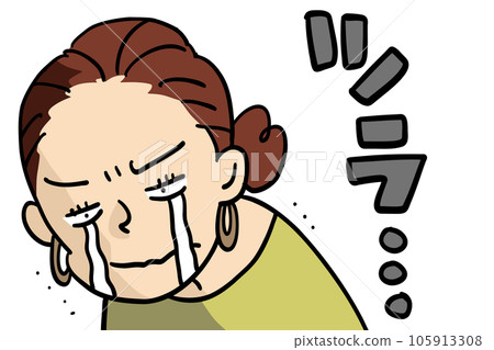 一個臉上痛苦的女人的上半身 一個臉上痛苦的女人的上半身 105913308