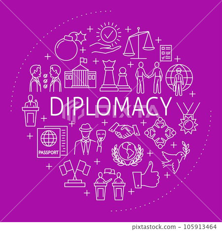 Diplomacy round poster in line style 105913464