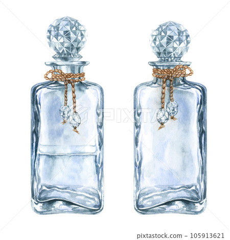 Beautiful vintage bottle for perfume and elixirs in fantasy games, in the alchemy laboratory, for magic potions. 105913621