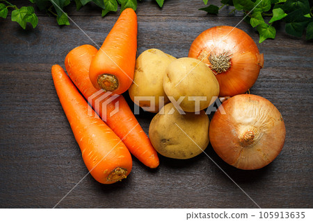 Carrots, onions and potatoes Carrots, onions and potatoes 105913635