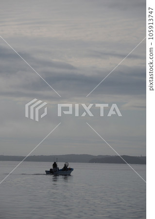 fishing boat, sea and sky 105913747