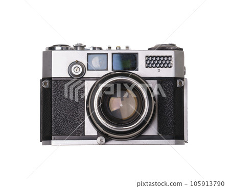 vintage old film camera on white background vintage old film camera on white background 105913790