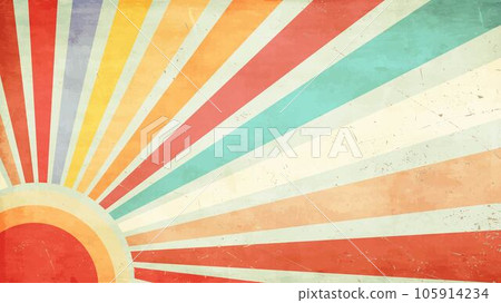 Line in style of 70s.Classic Vintage Retro Rays Background.Abstract retro,Sunbeam,geometric pattern, Funky Hippie,Classic Vintage Retro Rays Background. 105914234