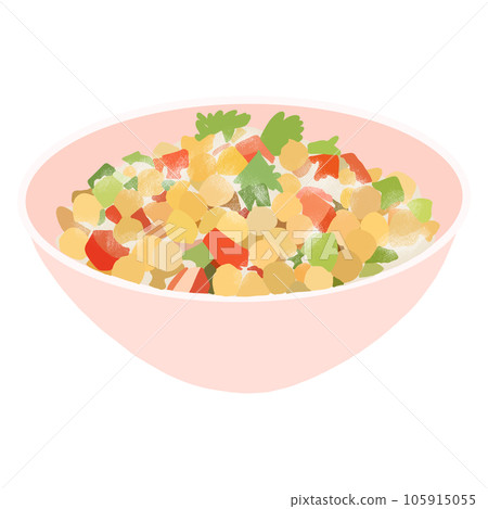 Watercolor illustration of Chickpea Salad in Vegetarian menu 105915055