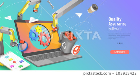 3D Vector Conceptual Illustration of Quality Assurance Software 105915422