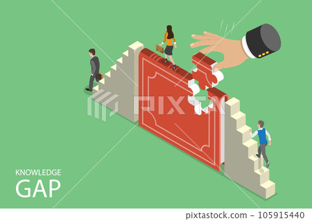 3D Isometric Flat Vector Conceptual Illustration of Knowledge Gap 105915440