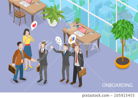 3D Isometric Flat Vector Conceptual Illustration of New Employee Onboarding 3D Isometric Flat Vector Conceptual Illustration of New Employee Onboarding 105915455