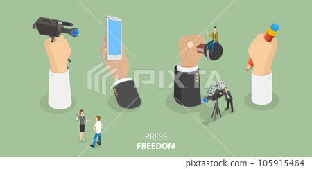 3D Isometric Flat Vector Conceptual Illustration of Press Freedom 3D Isometric Flat Vector Conceptual Illustration of Press Freedom 105915464