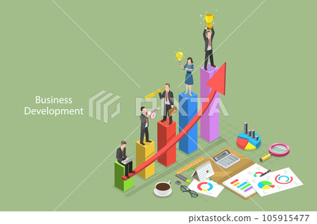 3D Isometric Flat Vector Conceptual Illustration of Business Development 105915477