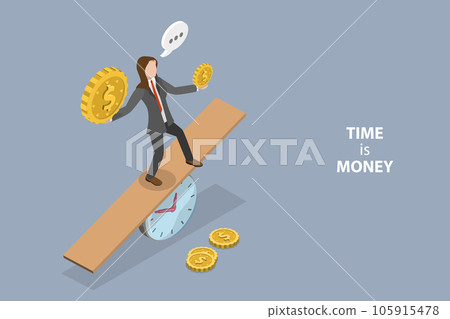3D Isometric Flat Vector Conceptual Illustration of Time Value Of Money 3D Isometric Flat Vector Conceptual Illustration of Time Value Of Money 105915478