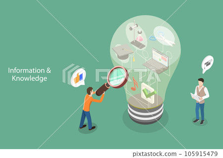 3D Isometric Flat Vector Conceptual Illustration of Information and Knowledge 3D Isometric Flat Vector Conceptual Illustration of Information and Knowledge 105915479