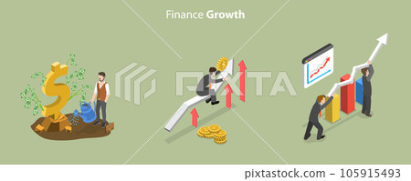3D Isometric Flat Vector Conceptual Illustration of Finance Growth 105915493
