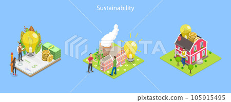 3D Isometric Flat Vector Conceptual Illustration of Sustainability 3D Isometric Flat Vector Conceptual Illustration of Sustainability 105915495