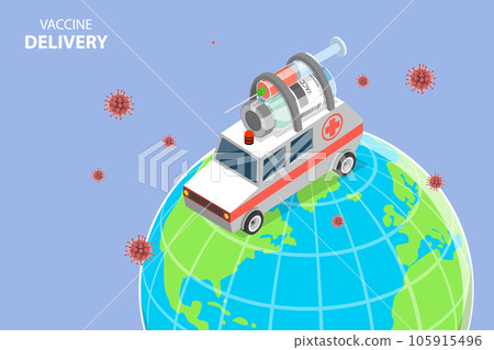 3D Isometric Flat Vector Conceptual Illustration of Vaccine Delivery 105915496