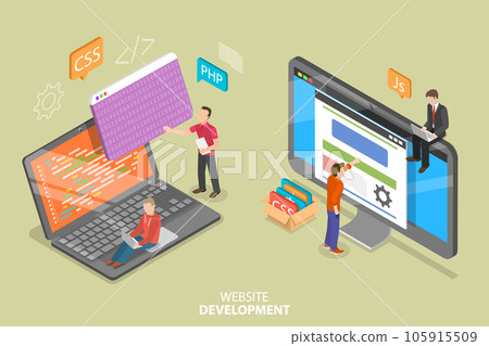 3D Isometric Flat Vector Conceptual Illustration of Website Development and Coding 3D Isometric Flat Vector Conceptual Illustration of Website Development and Coding 105915509