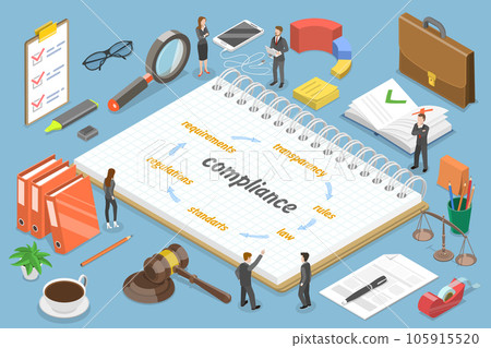 3D Isometric Flat Vector Conceptual Illustration of Compliance 3D Isometric Flat Vector Conceptual Illustration of Compliance 105915520