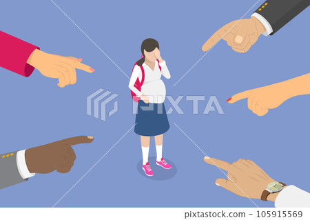 3D Isometric Flat Vector Conceptual Illustration of Bullying Early Pregnancy 105915569